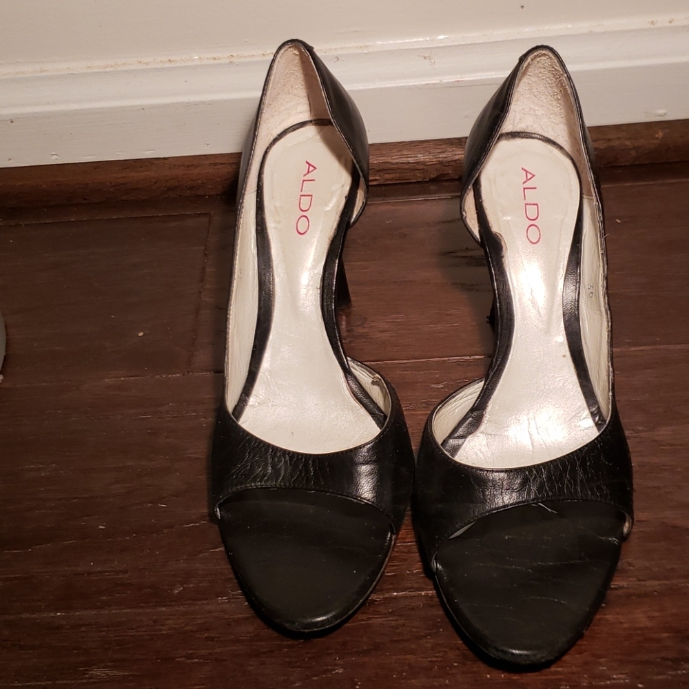 Black Aldo open toe heels